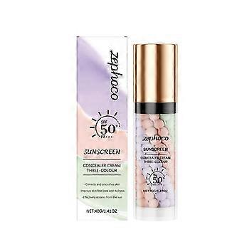 Trefärgad regnbågsfärgad skyddande primer concealerprimer återfuktande hud - kvällsmakeup långvarig skyddande kräm 40g