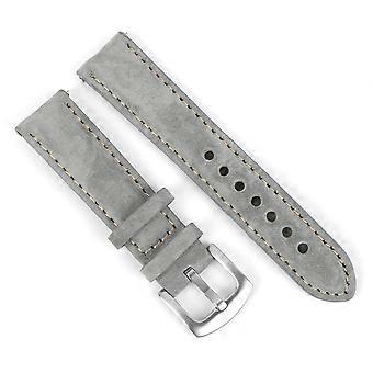 Handmade Suede Leather Watch Strap 19mm Gray – Quick Release Vintage Watch Band with Soft Comfort and Silver Buckle