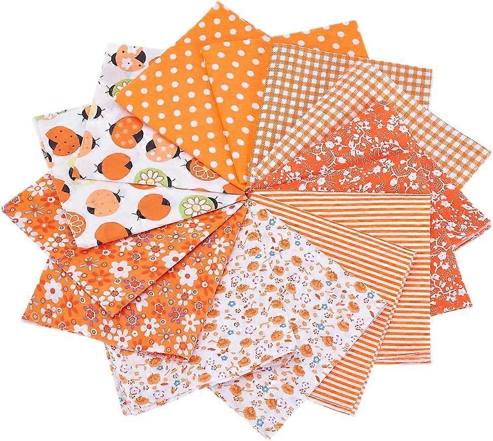 Cotton Fabric for Patchwork Sewing Tissue to Patchwork Square Orange 250x250x0.2mm 7pcs/set