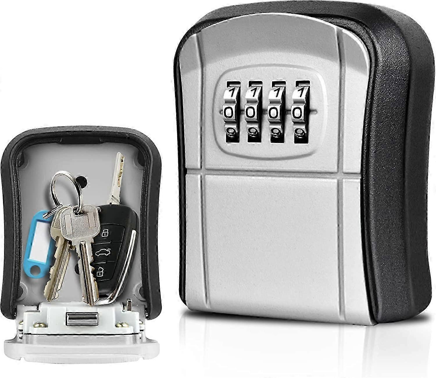 Key Box Wall Mounted Mini Key Safe Outdoor Key Box with Resettable 4-Digit Numeric Code Waterproof