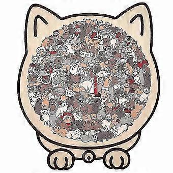 135-Piece Cat Wooden Jigsaw Puzzle - Irregular Morandi Animal Shapes, Premium Brain Teaser for Adults & Kids, Ideal Birthday Gift