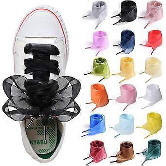 Satin Ribbon Flat Sneaker Shoelaces 4CM Wide, 18 Colors for Women Girls