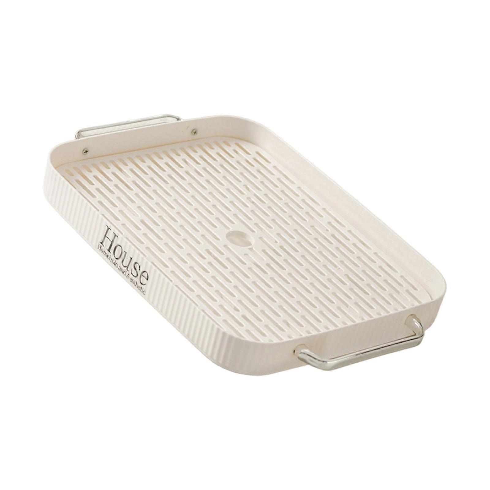 Rectangular Draining Tray Plastic Fruit and Cup Drain Tray with Center Drain Opening for Coffee Table, Dining Table, Kitchen  1