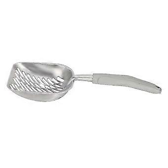 Spatule pour litire pour chat, pelle profonde, manche ergonomique, acier inoxydable, gris