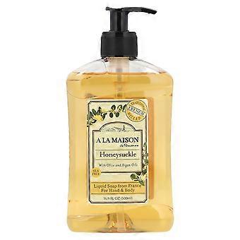 3 x A La Maison de Provence, Liquid Soap For Hand & Body, Honeysuckle, 16.9 fl oz (500 ml)