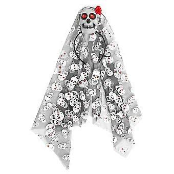 Skull Headband for Women Gothic Veil Headpiece Halloween Cosplay Accessory