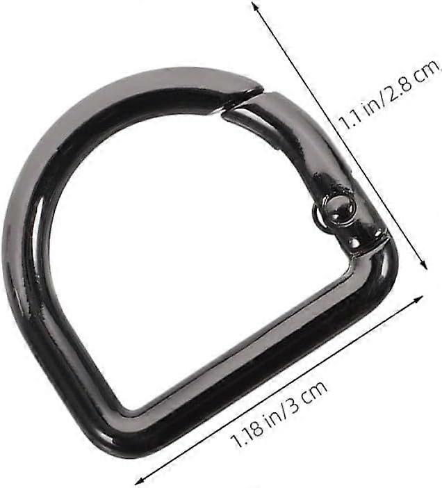 2pcs Black D Shaped Spring Ring for Bag Zinc Alloy Replacement