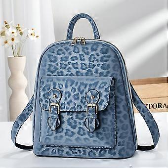 Women's Leopard Print Backpack, Spacious Laptop Daypack with Vintage Golden Clasp Details for Travel Work School