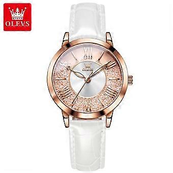 OLEVS 5539 Luxuriöse, pinkfarbene Damenuhr mit Skelett-Design, transparent, wasserdicht, Quarzwerk