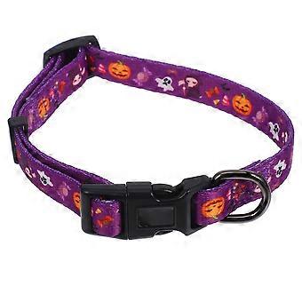 Halloween Pumpkin Lamp Pet Collar with Bell for Dog S Size