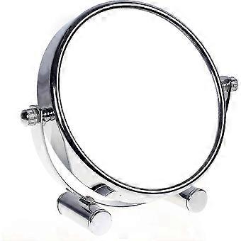 Vanity Mirror Double-sided 360 Rotation 10x Magnification Silver Chrome Metal Freestanding