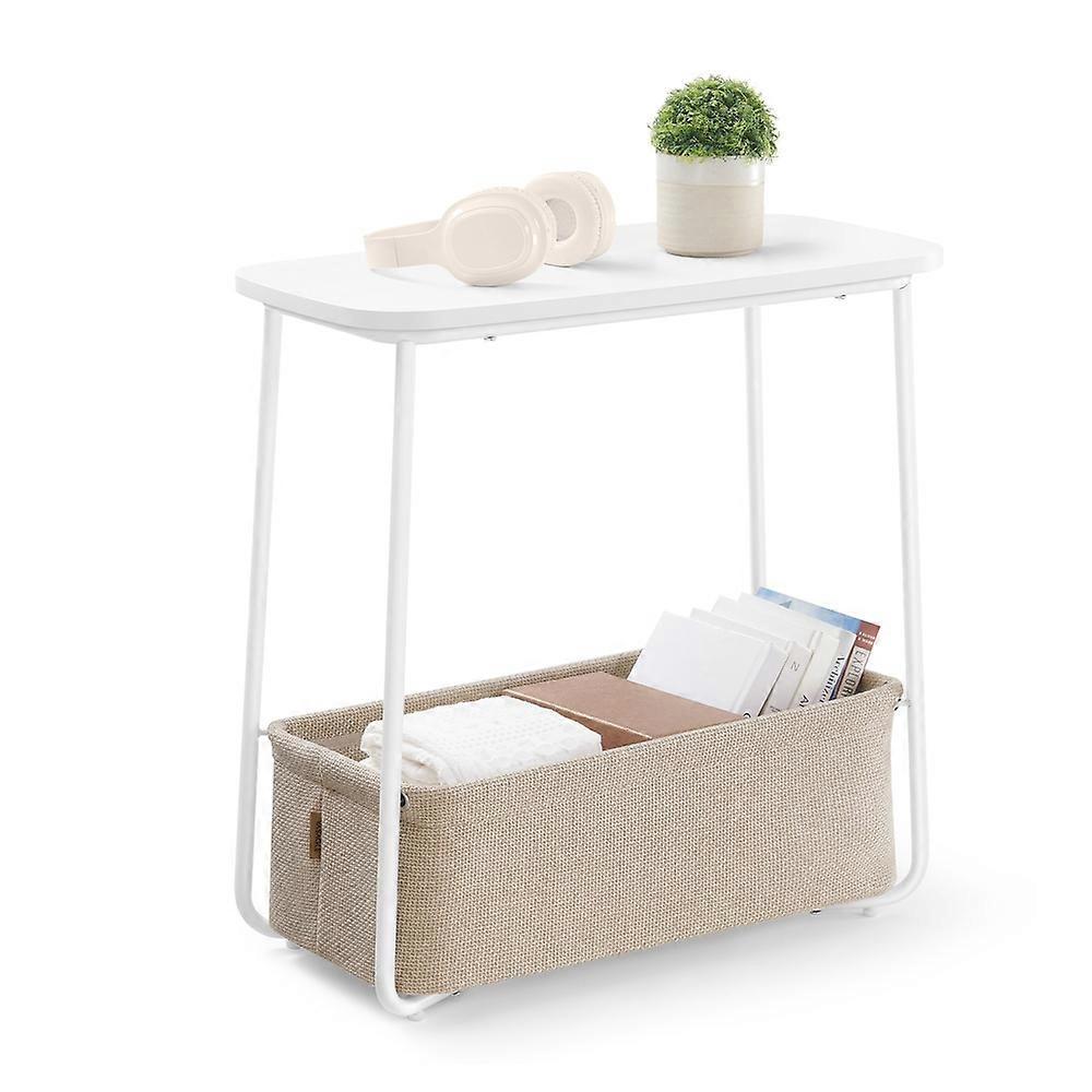 Rectangular Bedside Table with Fabric Basket 11.8"D x 23