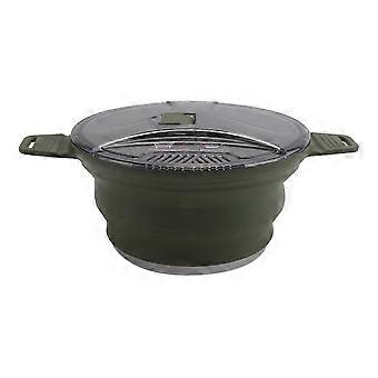 Outdoor Folding Pot Silicone Hiking Cooking Pot Portable Picnic Pot Stainless Steel Camping Cooker,G-SFYGV