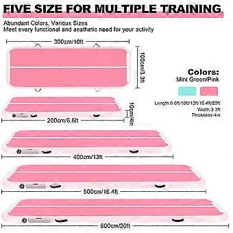 Inflatable gymnastics mat, available in sizes 2m, 3m, 4m, 5m, and 6m, with a height of 10cm.