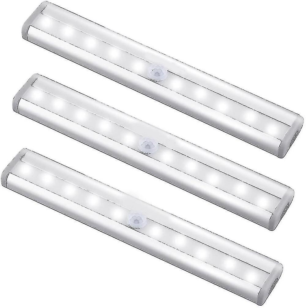 Motion Sensor Light Bar, (10 Led, 3 Pack) Wardrobe Wireless Lamp