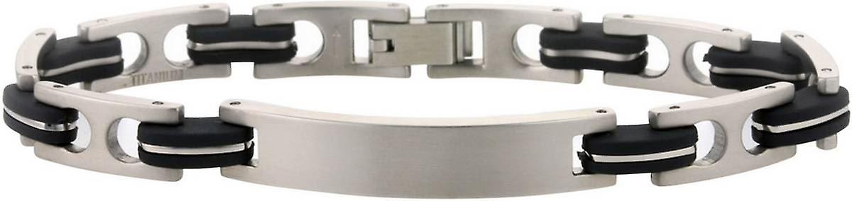 Ti2 Titanium Slim ID Bracelet - Silver/Black