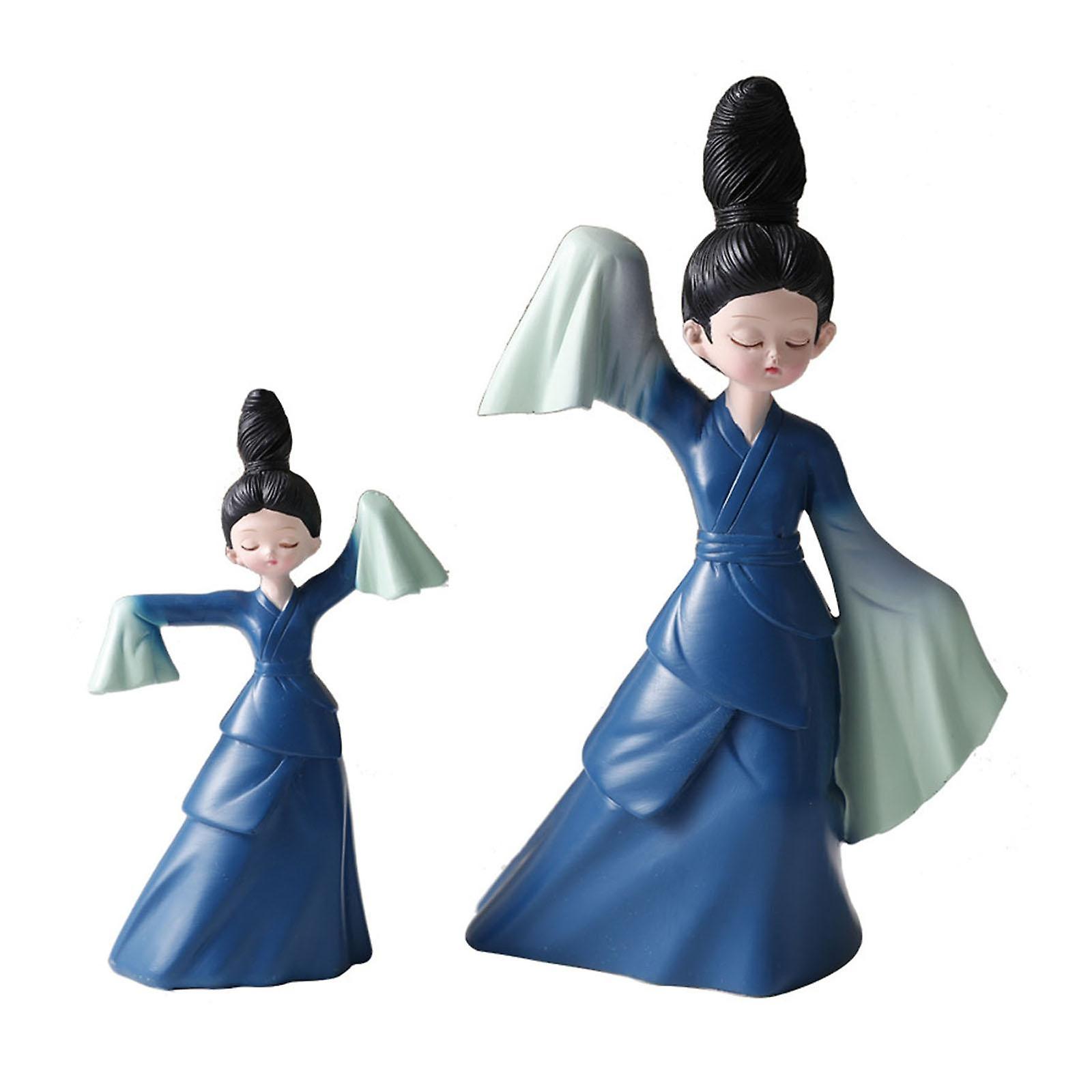 Dancer Figurine Resin Statue Art Sculpture for Desktop Bedroom Bookshelf 1x Large 1x Small