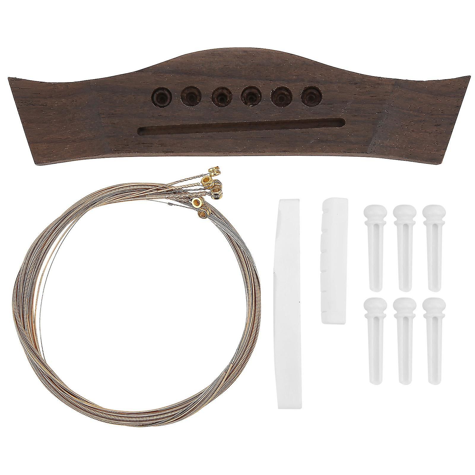 Guitar Bridge Set String Stud Bovine Bone Nut Saddle Stringed Instrument Replacement Parts