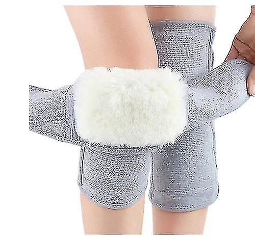 2 Pcs Outdoor Sports Warm Lengthened Knee Pads Protector Protective Elastic Wool Thermal Plush Kneepad Kneecap Kneelet Solid