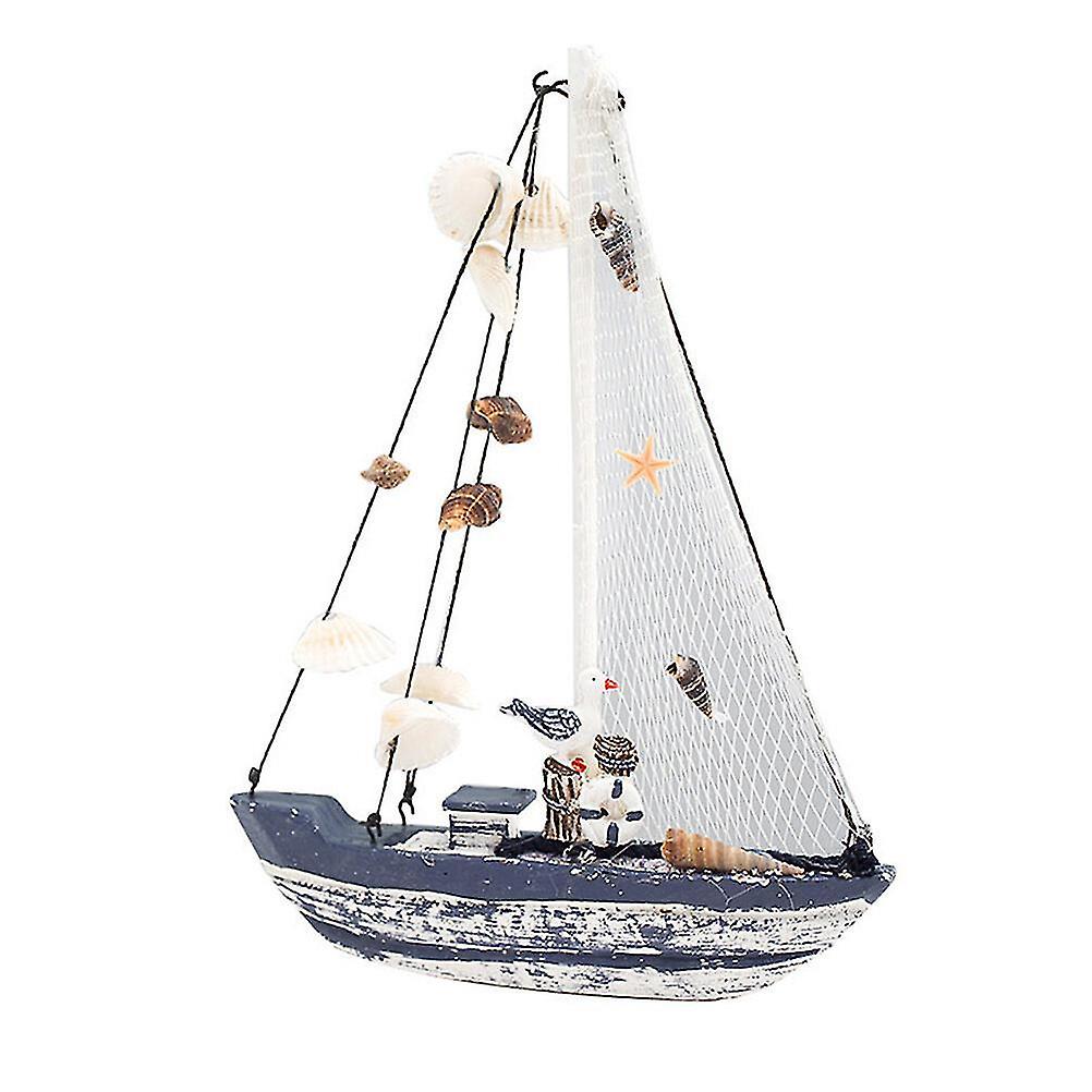 Marine Shell Sailing Boat Ship Model Mini Wooden Old Sailing Boat Mediterranean Style Sailing Boat O