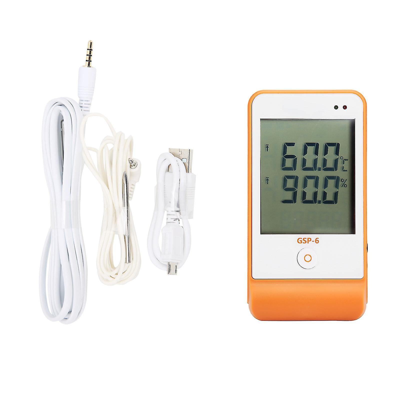 Tte35066 Large Screen Digital Temperature Humidity Recorder Probe Monitor With Sound Light Alarm