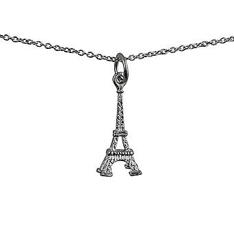 Silver 17x9mm Eiffel Tower Pendant with a rolo Chain 24...