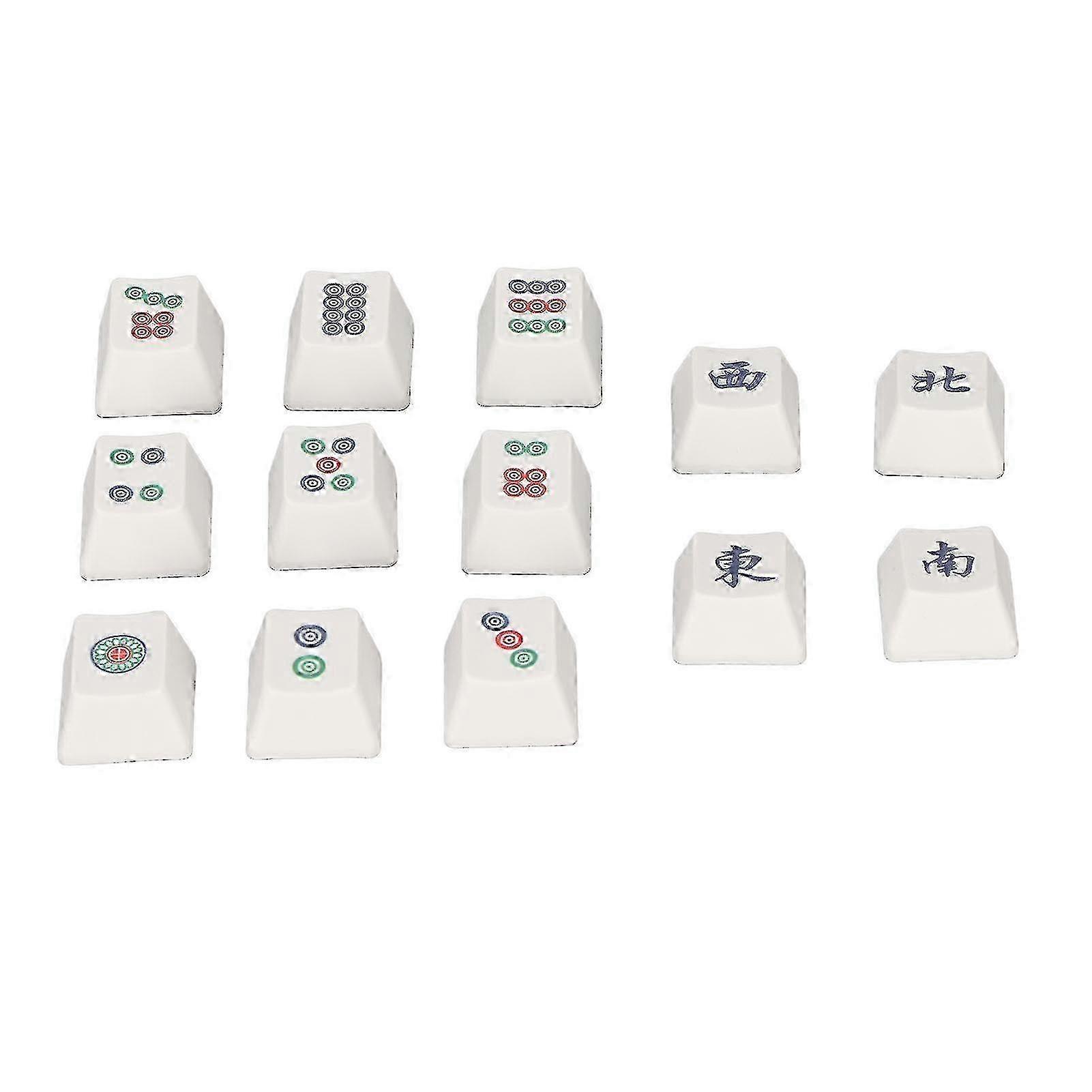 13 Pcs Gaming Keycaps 13 Key Personalized Chinese Style Mahjong Shape Cherry Height PBT Game Keycap for Mechanical Keyboard