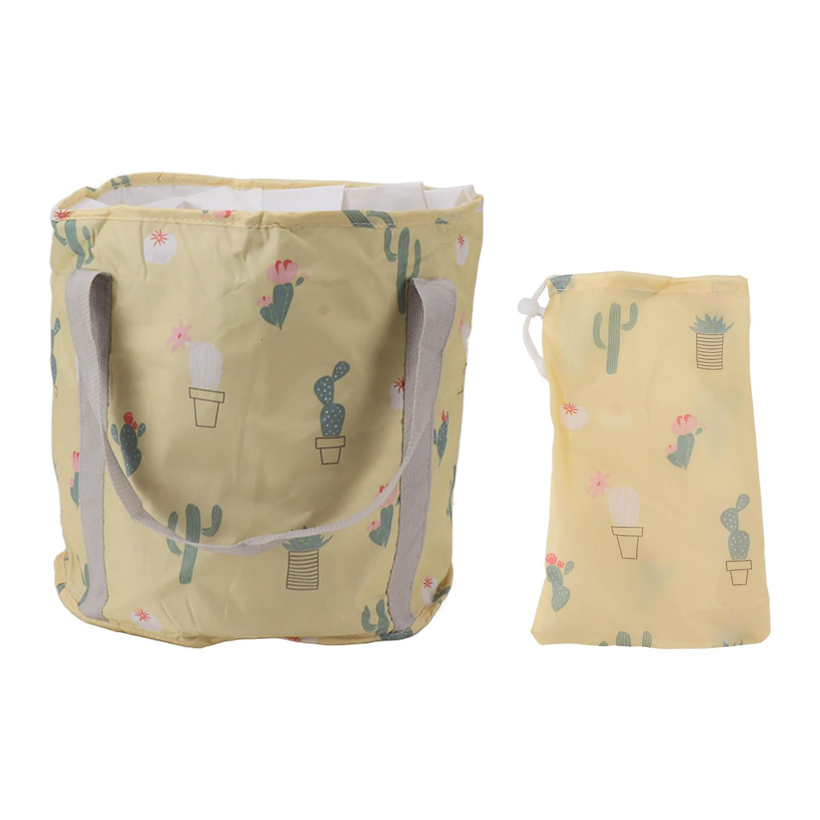 Portable Insulated Foot Bath with Handle for Travel, Camping & Home - Yellow Cactus Pattern