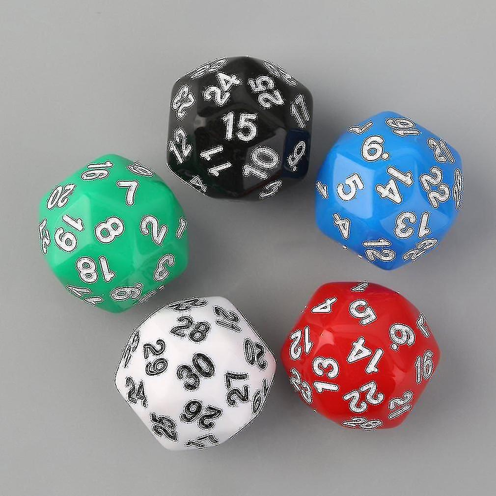 5pcs/set Thirty-sided D30 25mm Gaming Playing Games Dices Solid-color