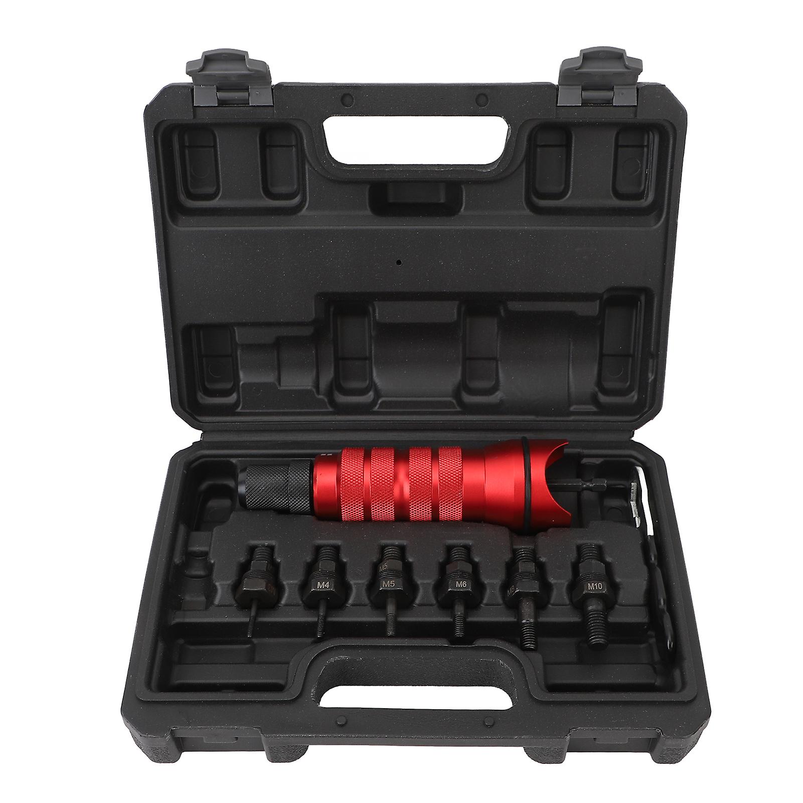 Portable Electric Rivet Nut Drill Adapter Kit with 6 Interchangeable Heads, Cordless Rivet Gun Adapter for Installation and Maintenance