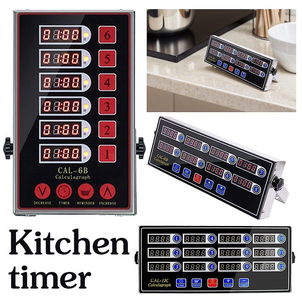 Comercial 8 Canais Digital Kitchen Timer, Aço Inox Calculagraph Tim