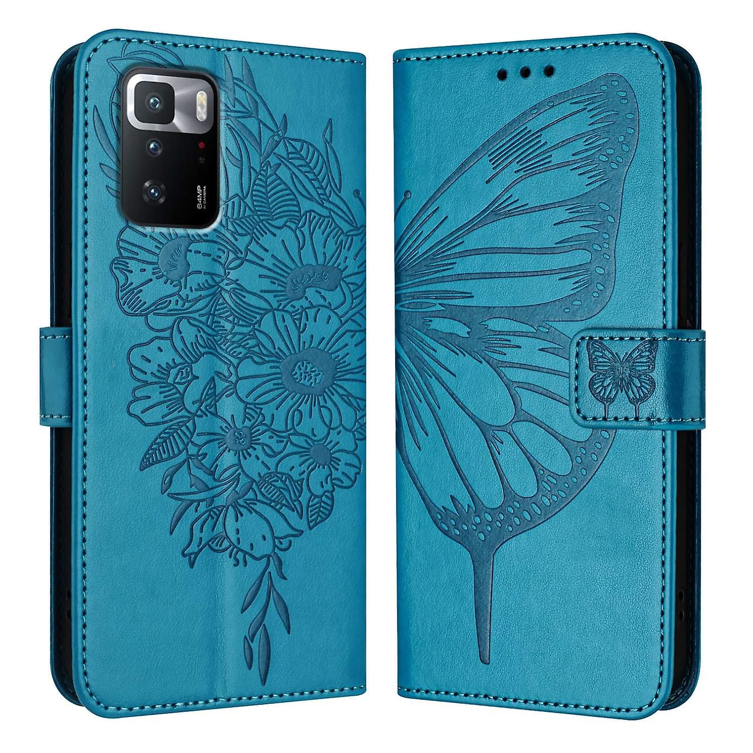 Embossed Butterfly PU Case For Xiaomi Poco X3 GT