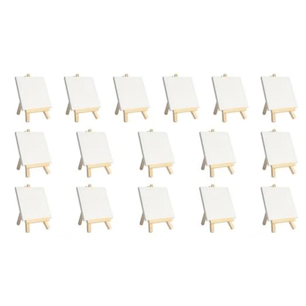 Mini Canvases with Easel Sets 16 Pack, Small Painting Canvas with Mini Easel 4 X 4 Inch Art Canvases Painting Kit