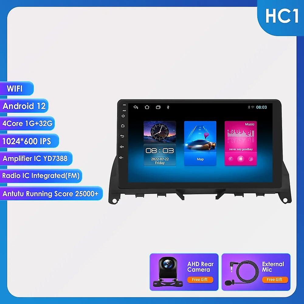 9" Ossuret Android12 Car Radio For Mercedes Benz W204 C Class S204 2007 - 2010 Multimedia Gps Rds Dsp Bt Wifi 4g Swc Carplay