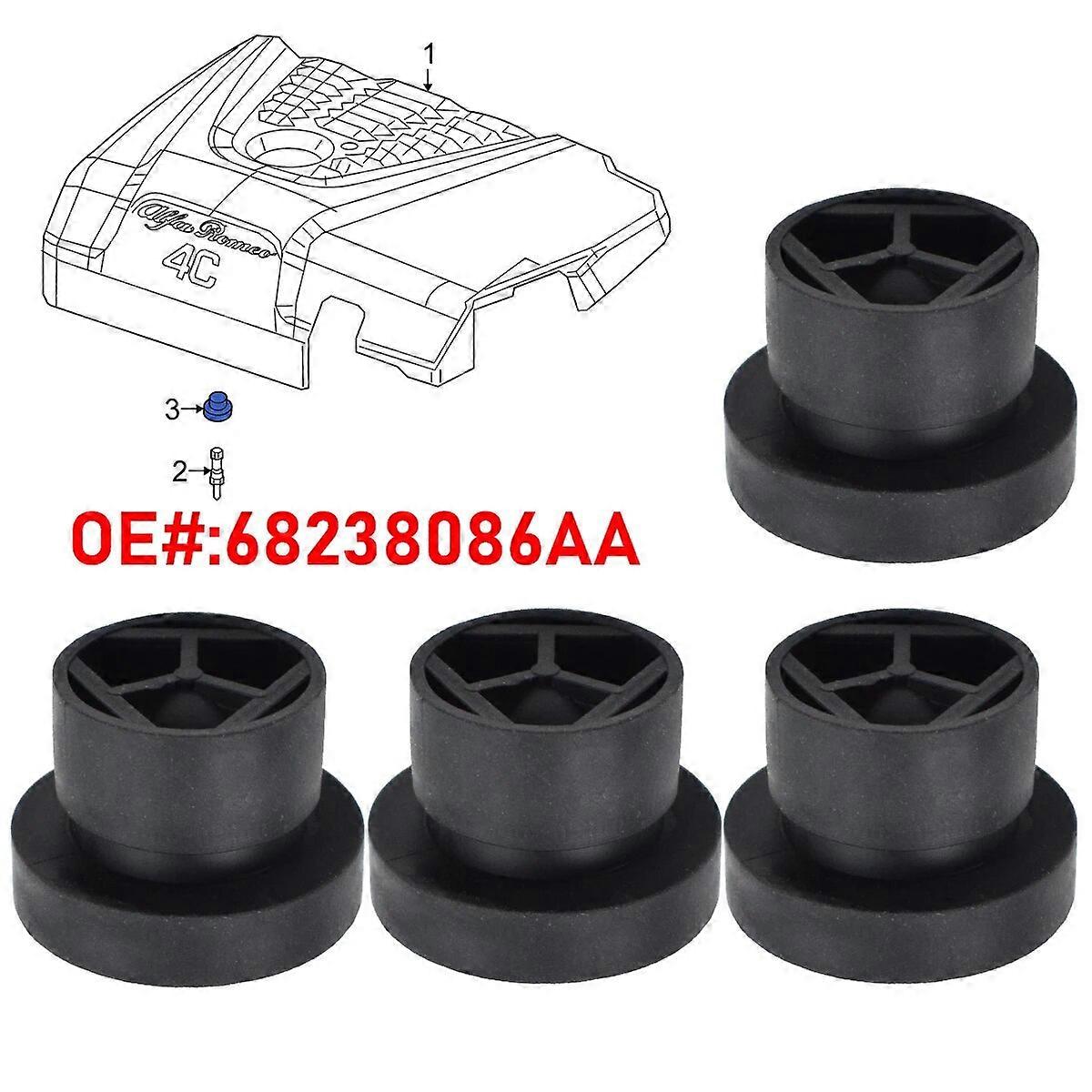 4X Engine Cover Buffer Rubber Mount Grommet Bush Bump Stop Cushion 68238086AA For Jeep Dodge Chrysler Ram 2014~2021 Accessories FN9U2322