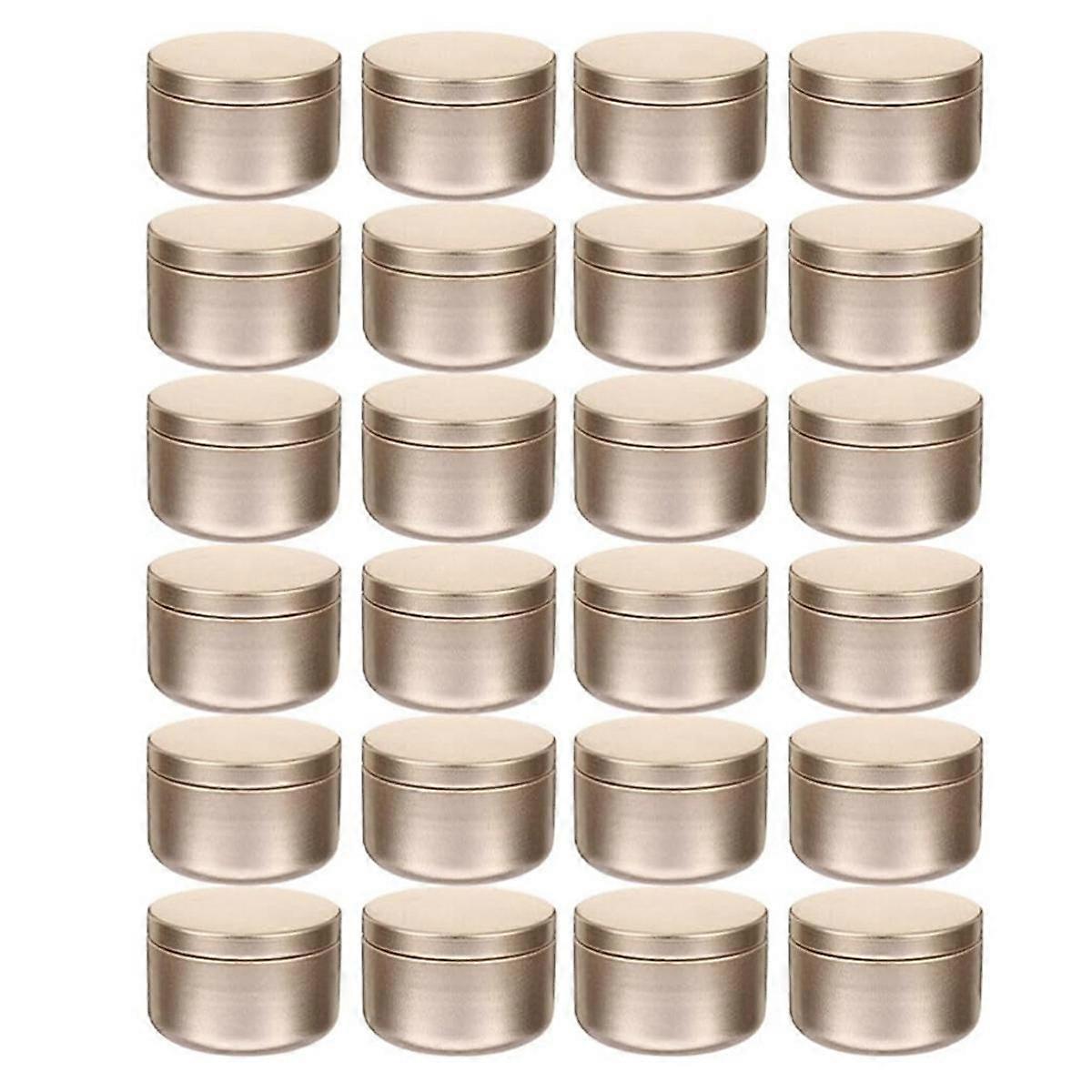 24 Pcs Candle Jar Decorative Labels Empty Storage Tins Candle Tin Can Candlestick Holders Round Tin Containers, A
