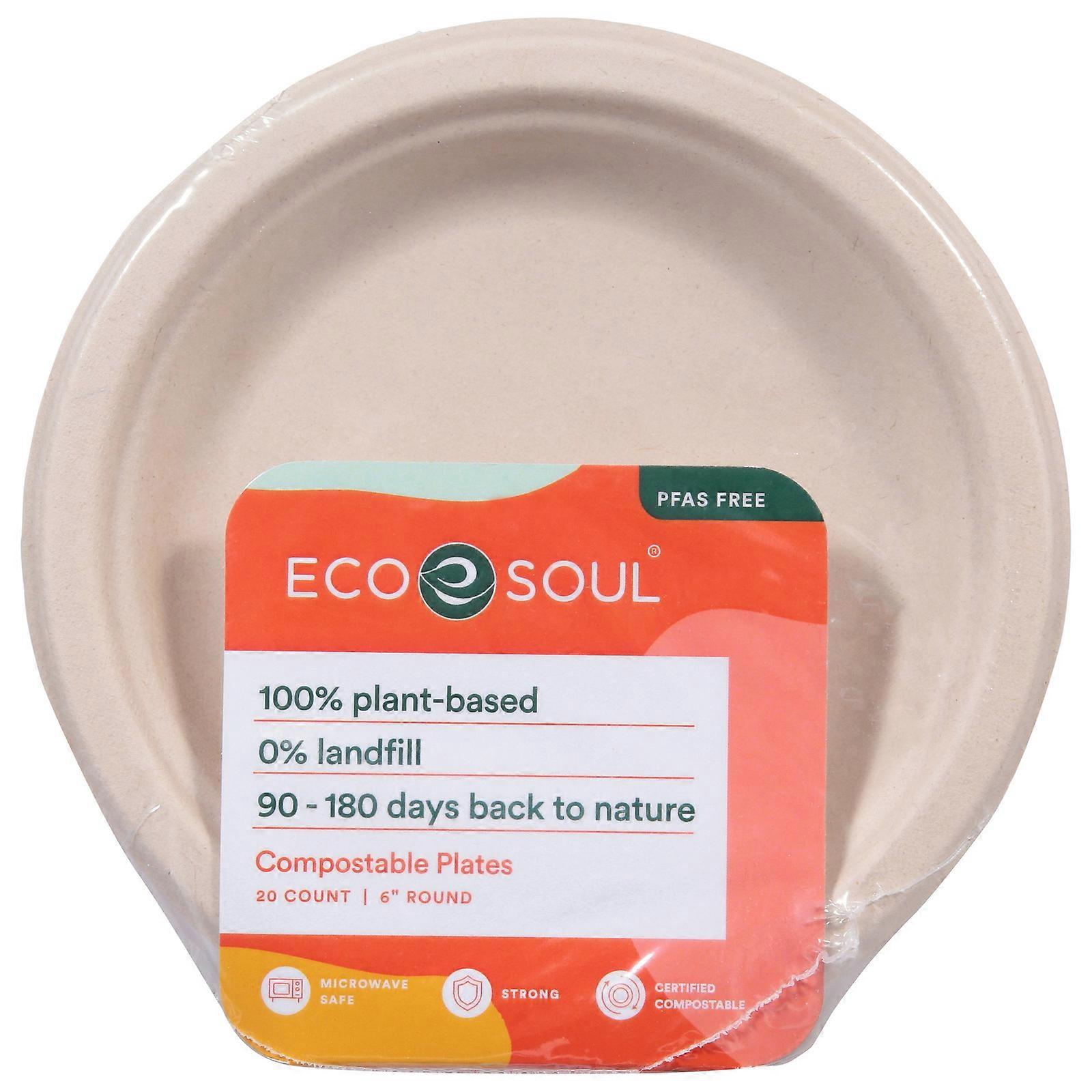 Ecosoul - Round Plates Bagasse - Case Of 8-20 CtNEW5