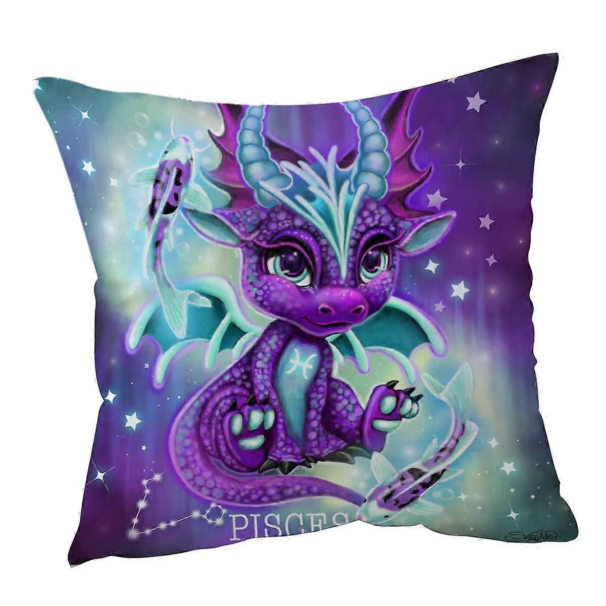 Koi Fish and Pisces Lil Dragon Cushion Cover
