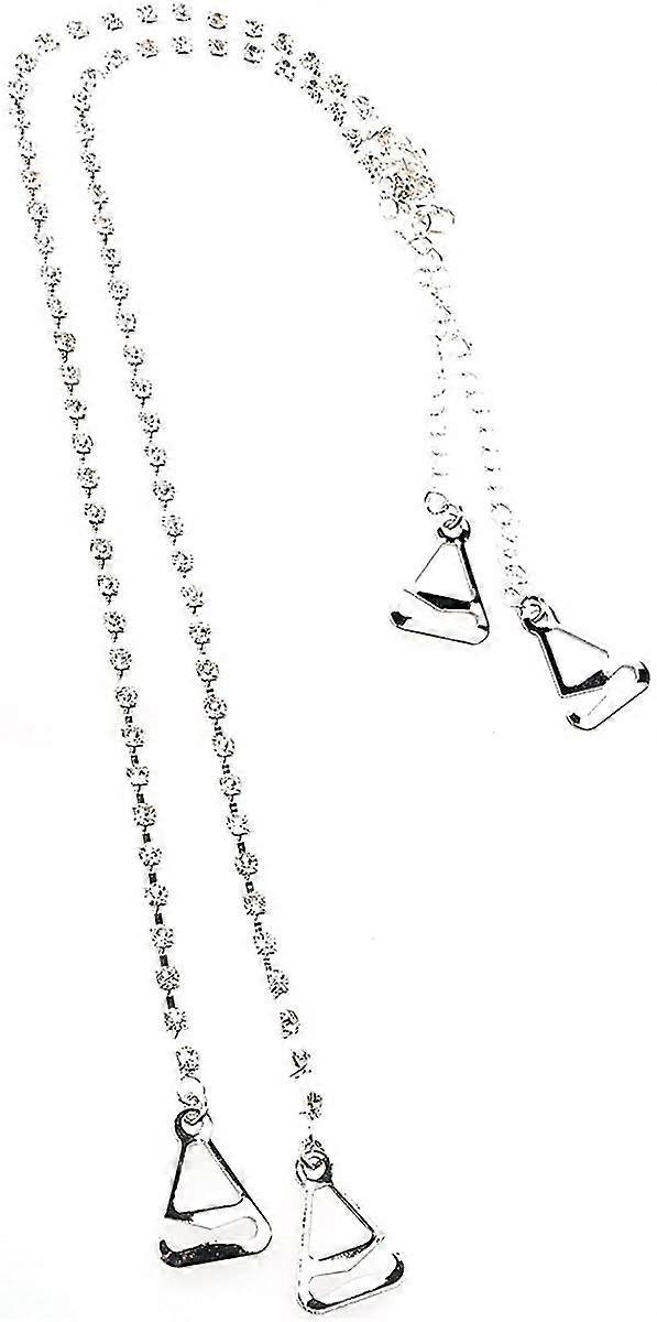 1 Pair Adjustable Bra Straps With Metal Hooks And Rhinestones