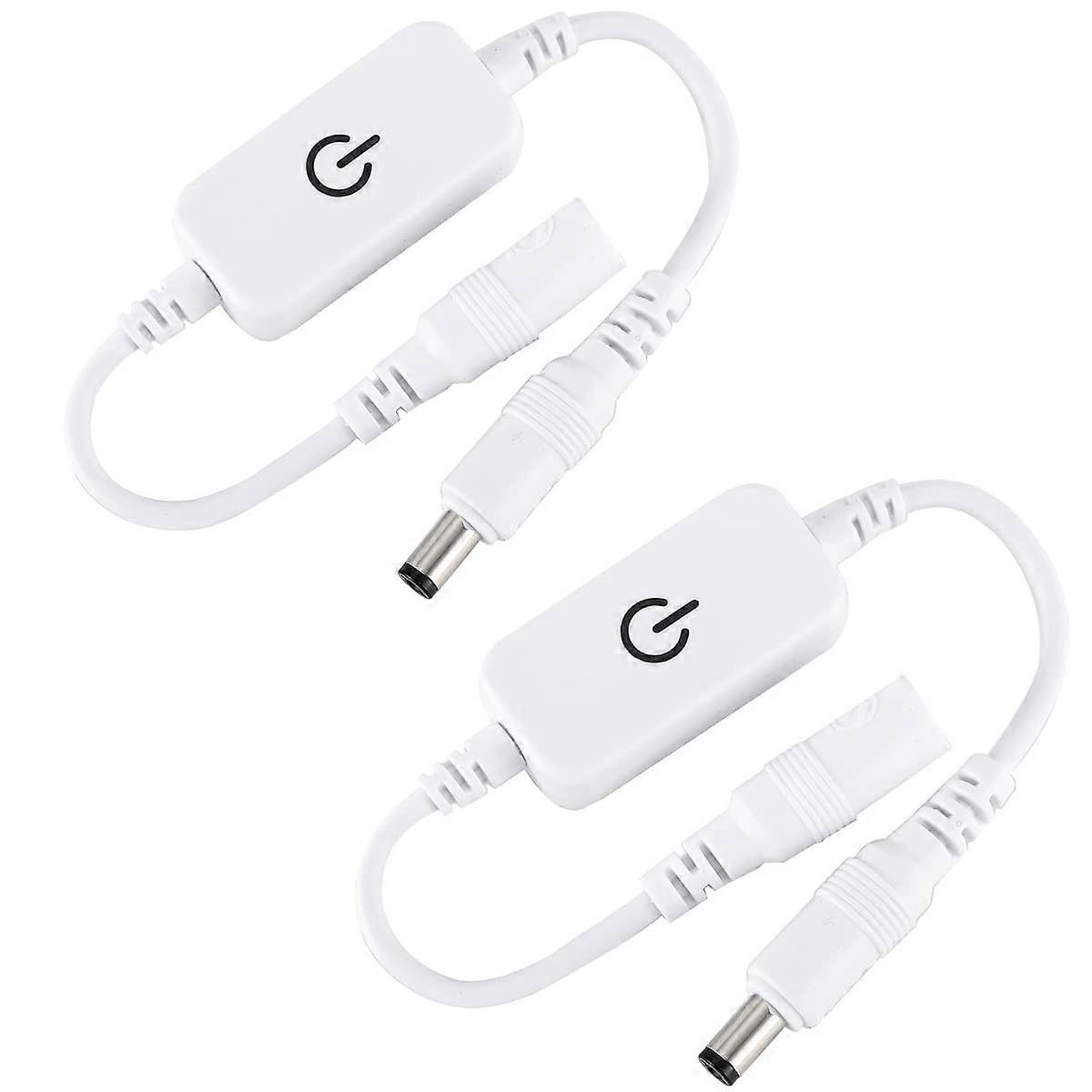 2 Pcs 12-24V 4A Single Color LED Strip Light Brightness Controller On/Off Switch DC Mini LED Inline Touch Switch Touch Switch