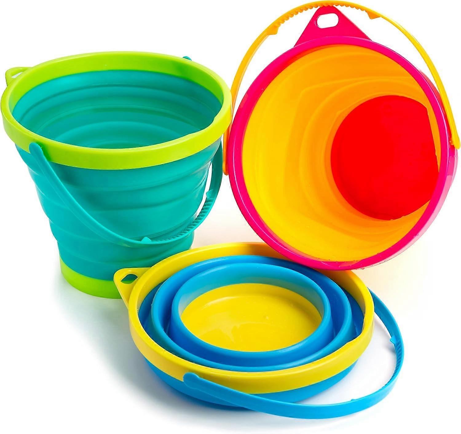 Foldable Beach Bucket Set, 3PCS Collapsible Beach Bucket Sand