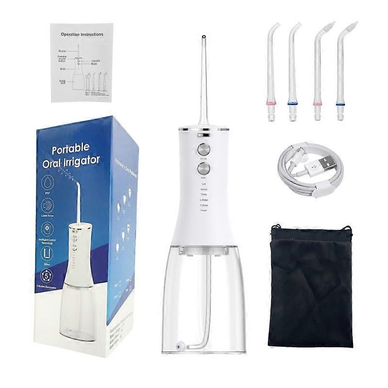Electric Portable Oral Irrigator 350ml Water Tank Pulsed Tooth Flusher IPX7 Waterproof USB Type-C Charging Water Flosser