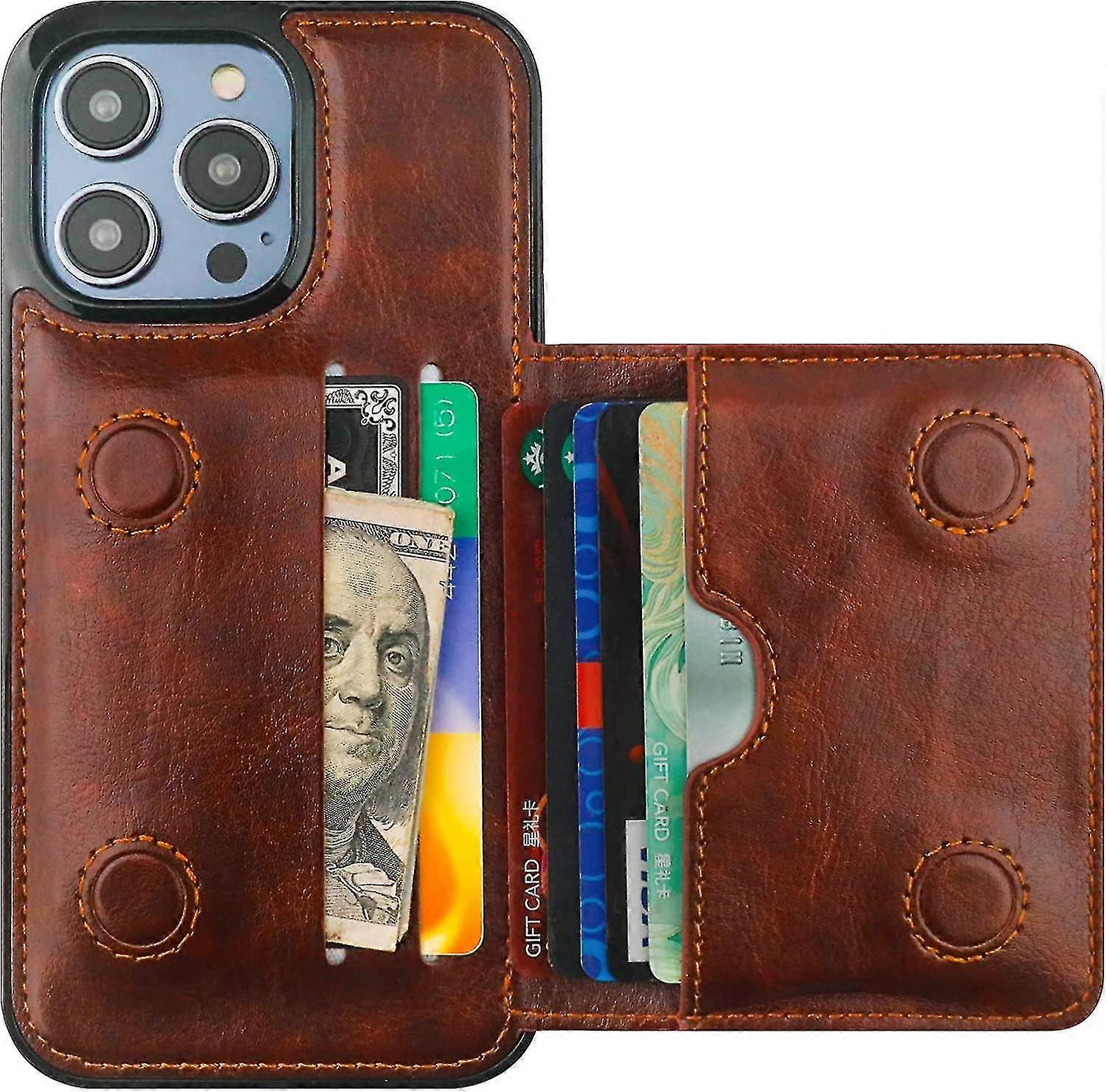 Leaher Wallet Case Compatible Iphone 14 Pro With Credit Card Holder Magnetic Clasp Durable Shockproof