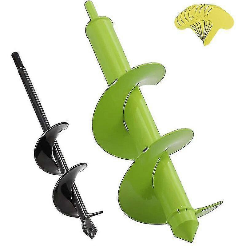 Auger Bit Set Of 2 Garden Auger Drill Bits For Planting 8cm X 30cm And 4cm X 22cm All-in-one Heavy Duty Spiral Drill Bit For Planting SENZHE