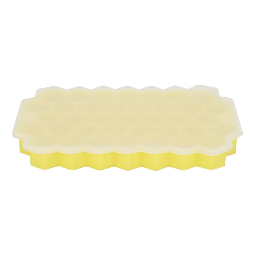 37 Grids Yellow Silicone Ice Tray Mold with Lid 20.5x12x2.5cm