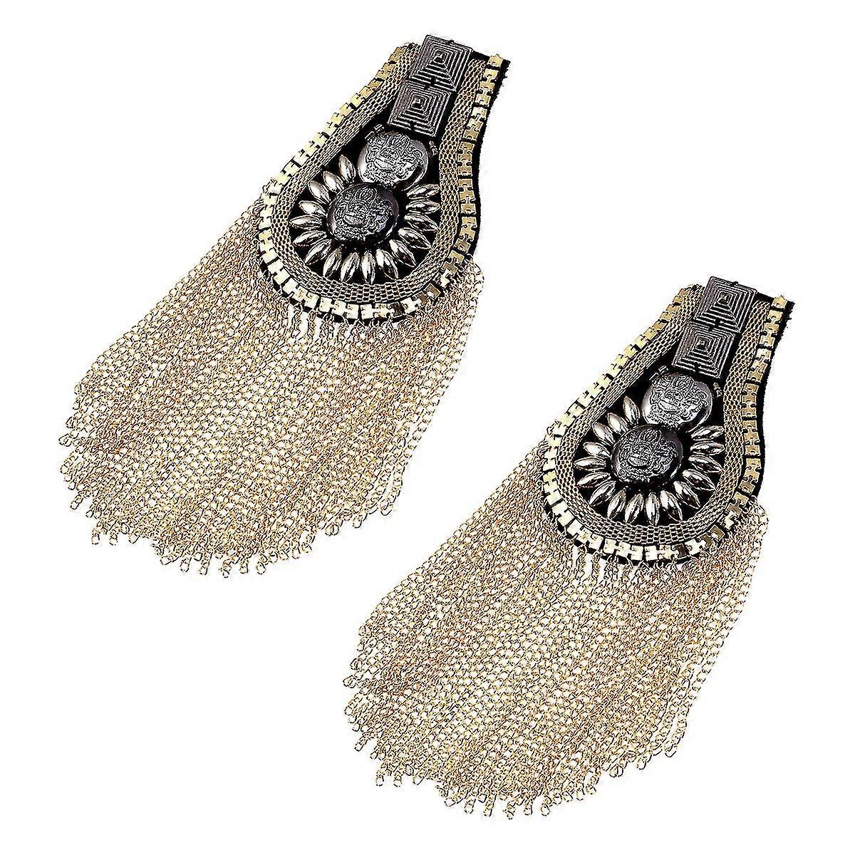 2 Pcs Dress Coats Women Tassel Epaulettes Shoulder Rivet Badge Shoulder Boards Badge Blazer Shoulder Tassels