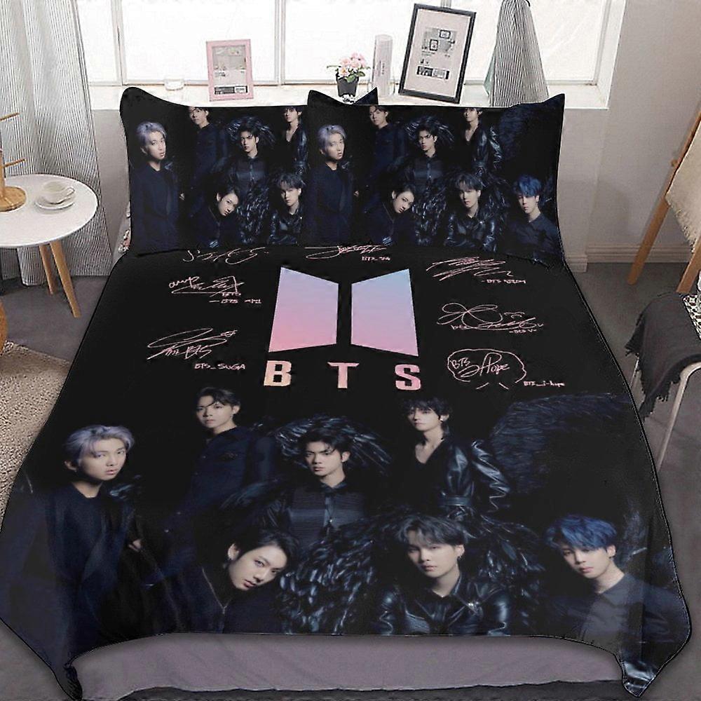 d21 Kpop BTS طقم غطاء لحاف للفتيات ، أطقم فراش مريحة وناعمة ، 3 قطع مجموعة غطاء لحاف صديق للبشرة فائقة النعومة fv21