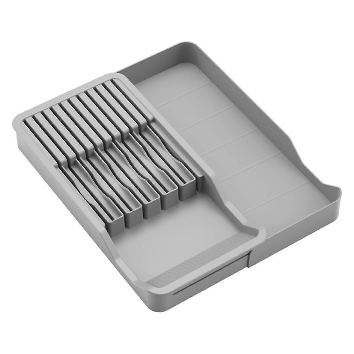 Knife Holder, in Drawer Knife Block Holder with Expandable Cutlery Tray Kitchen Drawer Organizer In