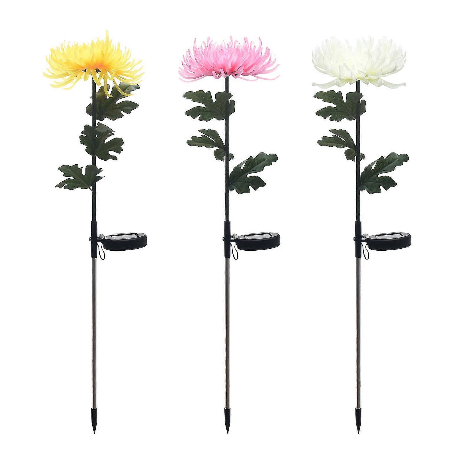 3pcs Easy Install Flower Shape Garden Solar Light Outdoor Decor Pathway Stake