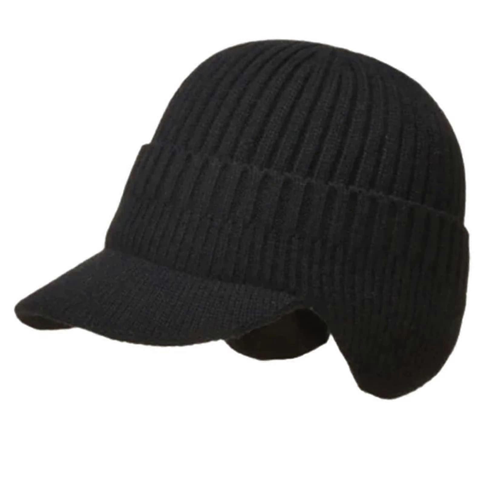 Män Elastiskt Varmt Öronskydd Stickad Hatt Vinter Utomhus Öronskydd Stickad Hatt